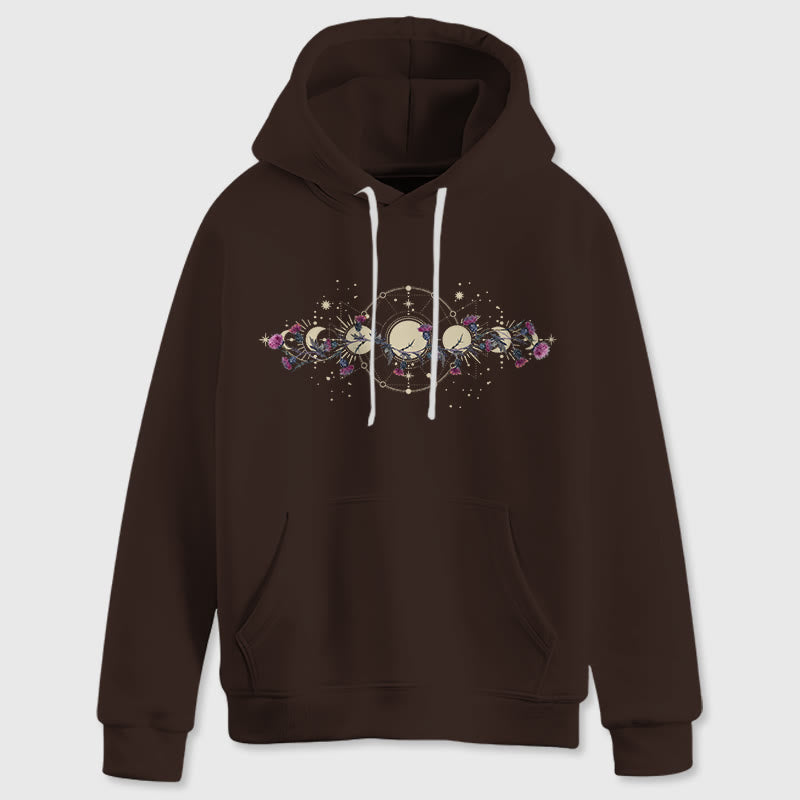 Olivenorma Mystical Moon Phase Raven Floral Fleece Hooded Sweater Tops Loose Hoodies - image 13