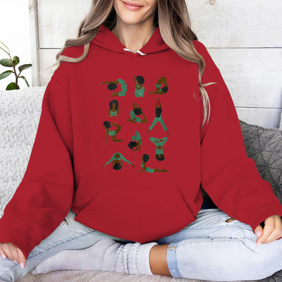 Olivenorma Yoga Poses Oversized Sweatshirts Outfits Fleece Sweaters Tops Hoodies - Red - 2XL - image 14