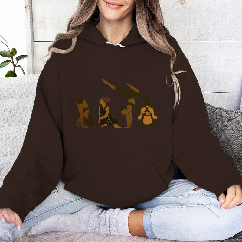 Olivenorma Black Woman Yoga Pose Sweaters Unisex Fitness Workout Meditation Fleece Hoodies - Brown - 2XL - image 10