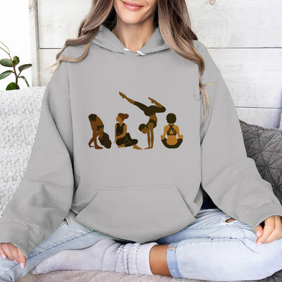 Olivenorma Black Woman Yoga Pose Sweaters Unisex Fitness Workout Meditation Fleece Hoodies - Grey - 2XL - image 8