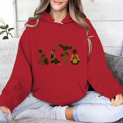 Olivenorma Black Woman Yoga Pose Sweaters Unisex Fitness Workout Meditation Fleece Hoodies - Red - 2XL - image 12