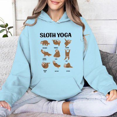 Olivenorma Funny Sloth Yoga Poses Meditation Yoga Sweatshirts Fleece Hoodies - Blue - 2XL - image 16