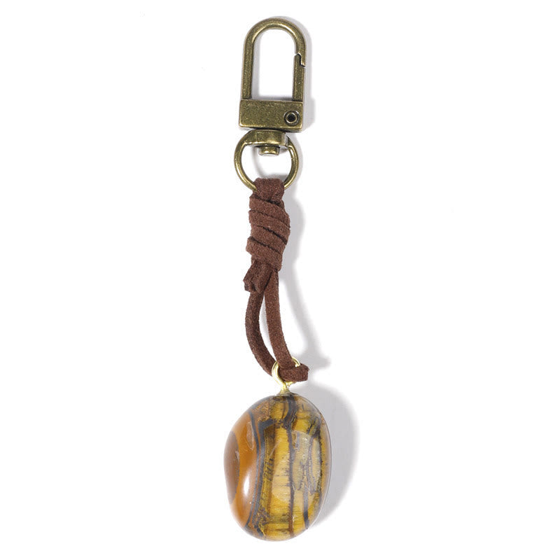 Olivenorma Natural Raw Crystal Gemstone Pendant Variety Keychain - Tiger Eye - image 9
