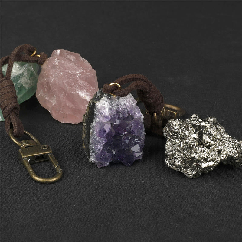 Olivenorma Natural Raw Crystal Gemstone Pendant Variety Keychain - image 17