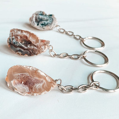 Olivenorma Natural - Shaped Agate Geode Keychain - image 14