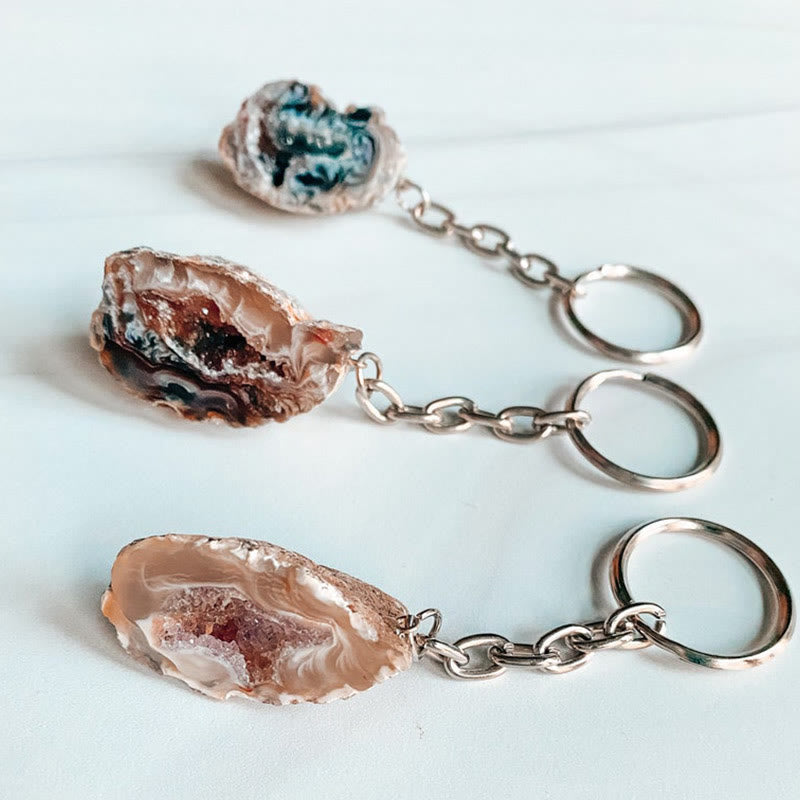 Olivenorma Natural - Shaped Agate Geode Keychain - image 7
