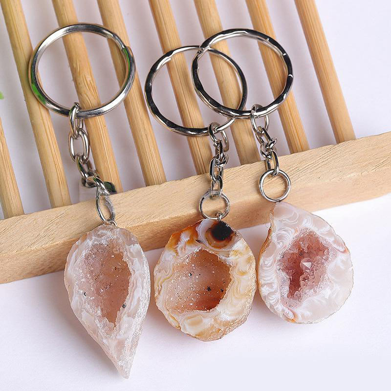 Olivenorma Natural - Shaped Agate Geode Keychain - image 2