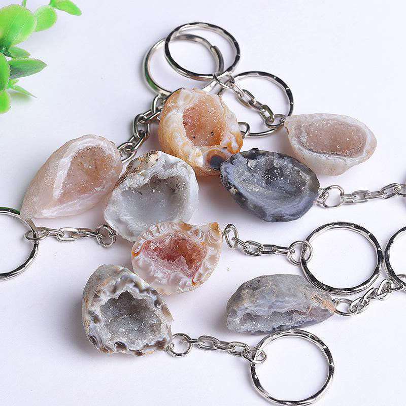 Olivenorma Natural - Shaped Agate Geode Keychain - image 16