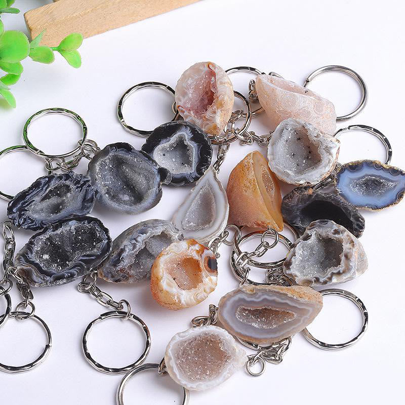 Olivenorma Natural - Shaped Agate Geode Keychain - image 17