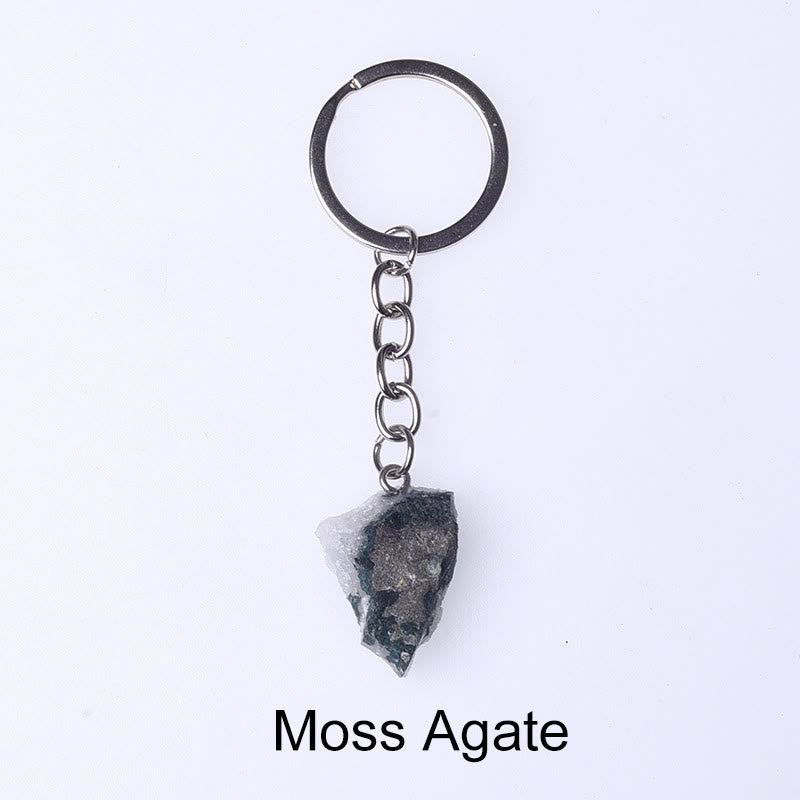 Olivenorma Unique Raw Crystal Raw Gemstone Keychain - Moss Agate - image 14