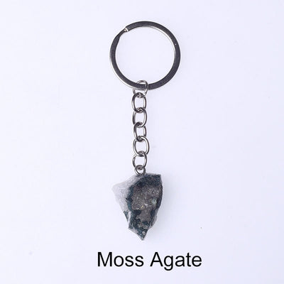 Olivenorma Unique Raw Crystal Raw Gemstone Keychain - Moss Agate - image 14
