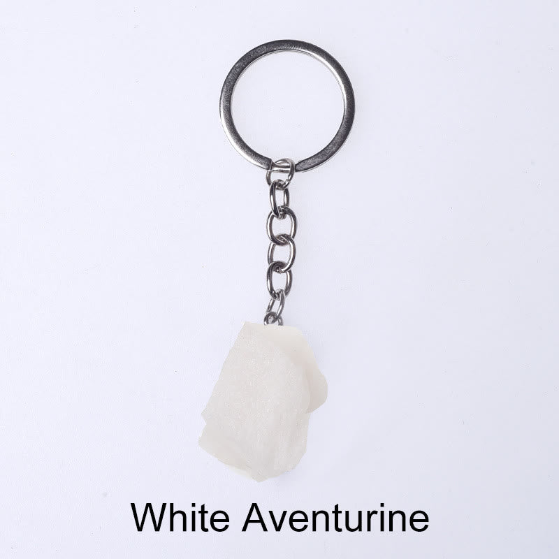 Olivenorma Unique Raw Crystal Raw Gemstone Keychain - White Aventurine - image 72