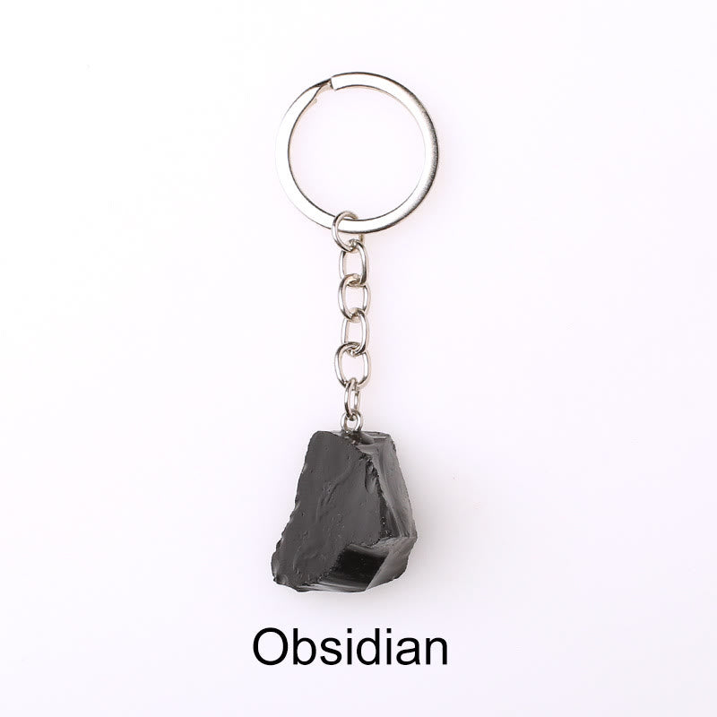 Olivenorma Unique Raw Crystal Raw Gemstone Keychain - Obsidian - image 34