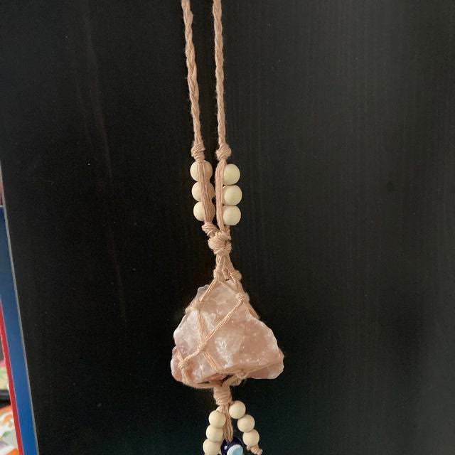 Olivenorma Colorful Macrame Rope Natural Crystal Pendant Keychain - image 1