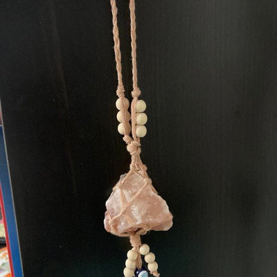 Olivenorma Colorful Macrame Rope Natural Crystal Pendant Keychain - image 1