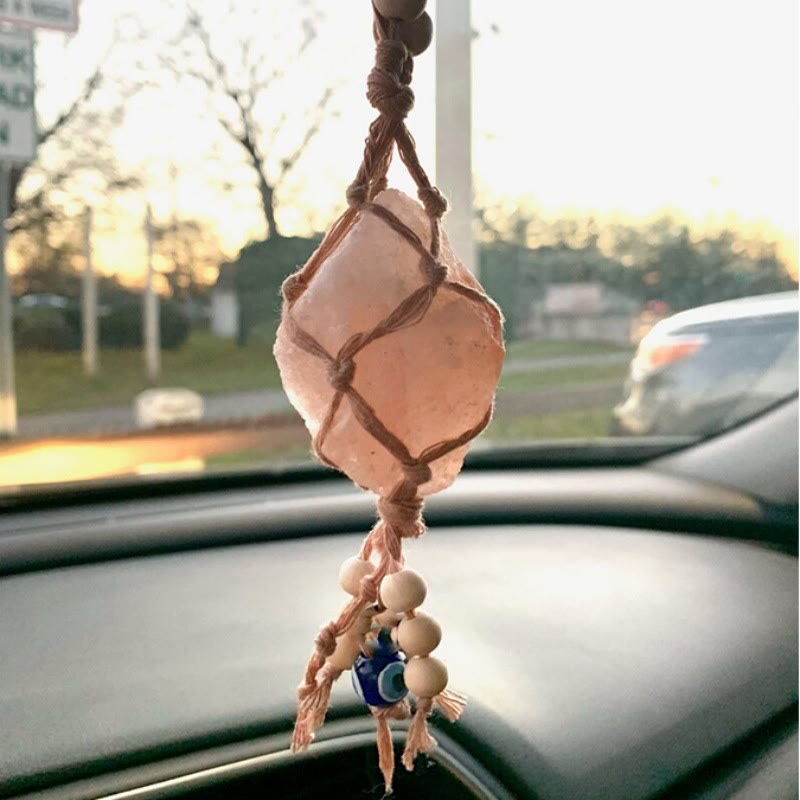 Olivenorma Colorful Macrame Rope Natural Crystal Pendant Keychain - image 3