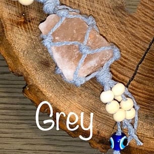 Olivenorma Colorful Macrame Rope Natural Crystal Pendant Keychain - Grey Rope - Pink Emperor Stone - image 7