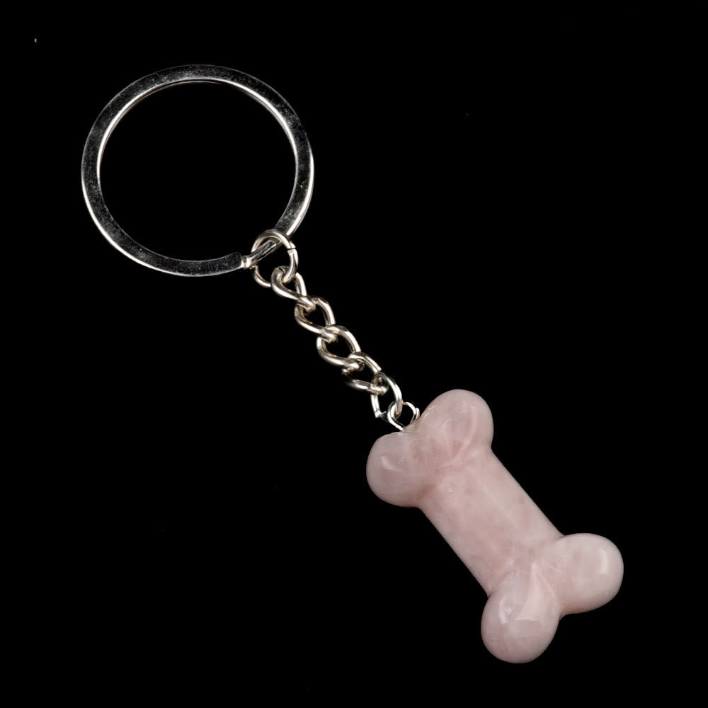 Olivenorma Vibrant Color Natural Crystal Bone Shaped Keychain - Rose Quartz - image 34