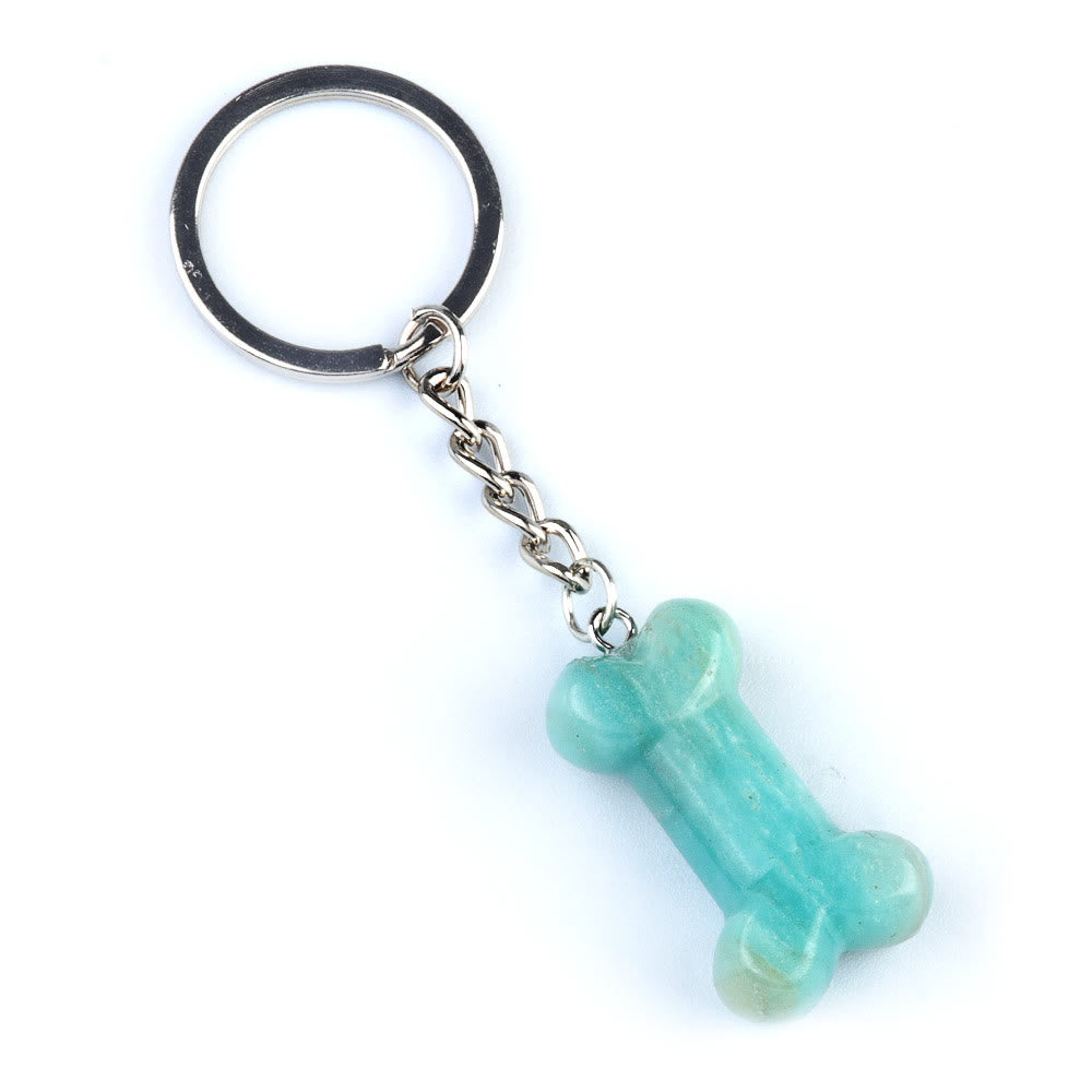 Olivenorma Vibrant Color Natural Crystal Bone Shaped Keychain - Amazonite - image 30