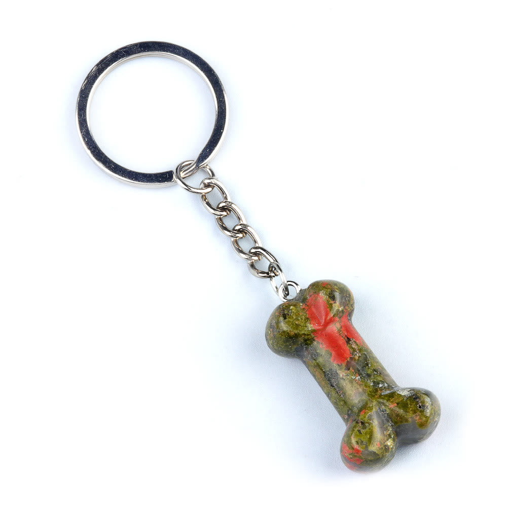 Olivenorma Vibrant Color Natural Crystal Bone Shaped Keychain - Unakite - image 20