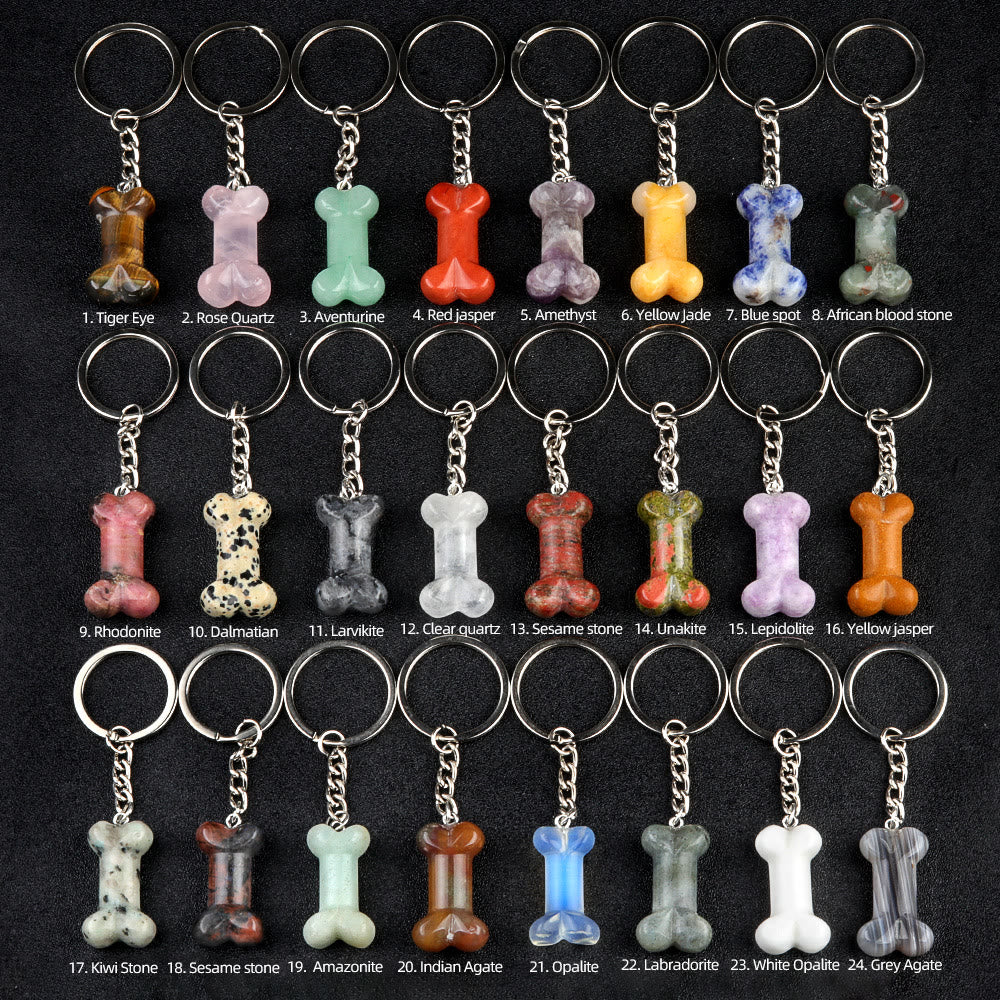 Olivenorma Vibrant Color Natural Crystal Bone Shaped Keychain - image 48