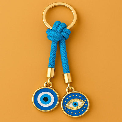 Olivenorma Colorful Knot Rope Evil Eye Keychain - Blue - image 1