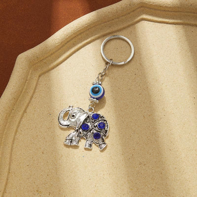 Olivenorma Creative Keychain with Blue Evil Eye & Animal/Plant Details - Elephant - image 7