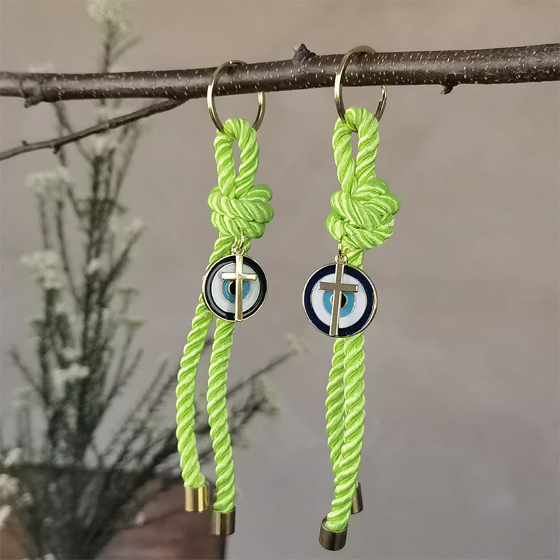 Olivenorma Multi - Color Twisted Rope Evil Eye Keychain with Evil Eyes - Green - image 1