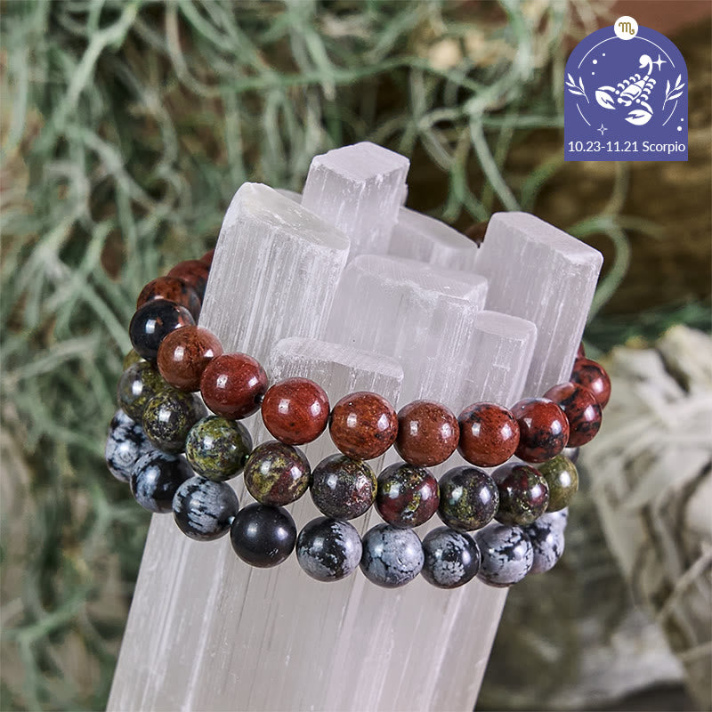 Olivenorma Scorpio - Oct 23 - Nov 21 - Zodiac Astrology Crystal Bracelet Set - Scorpio Bracelet Set - 10mm - image 0