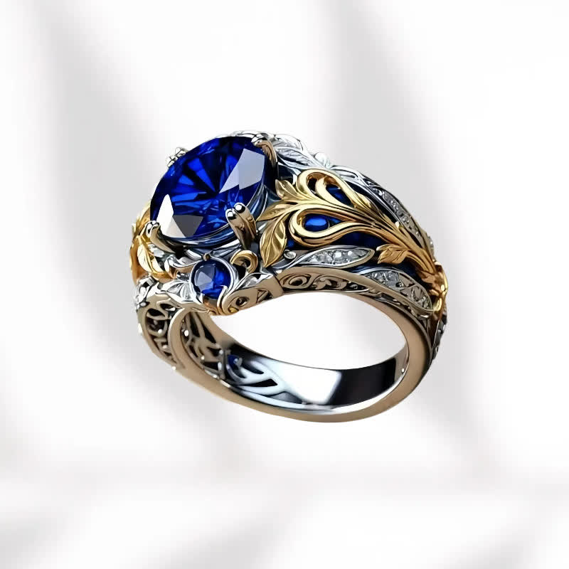 Olivenorma Blue Gold Sapphire Crystal Two Tone Ring - image 2