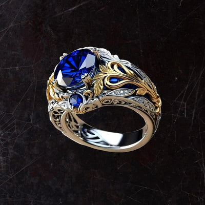 Olivenorma Blue Gold Sapphire Crystal Two Tone Ring - image 3