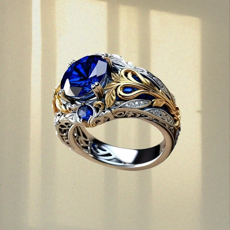 Olivenorma Blue Gold Sapphire Crystal Two Tone Ring - image 4