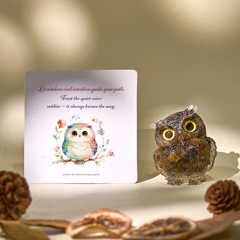 Olivenorma Wise Guardian Crystal Owl  Figurine Gemstone Decoration - image 0