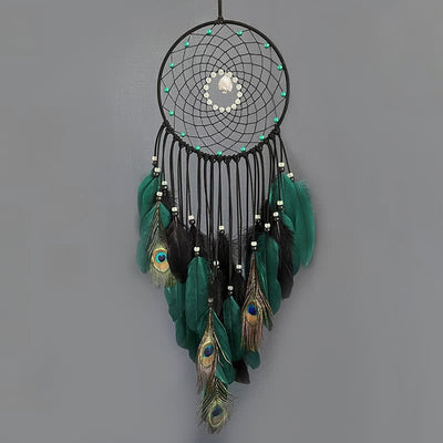 Olivenorma Glow Beads Handmade Peacock Feather Dream Catcher - Style 2 - image 1