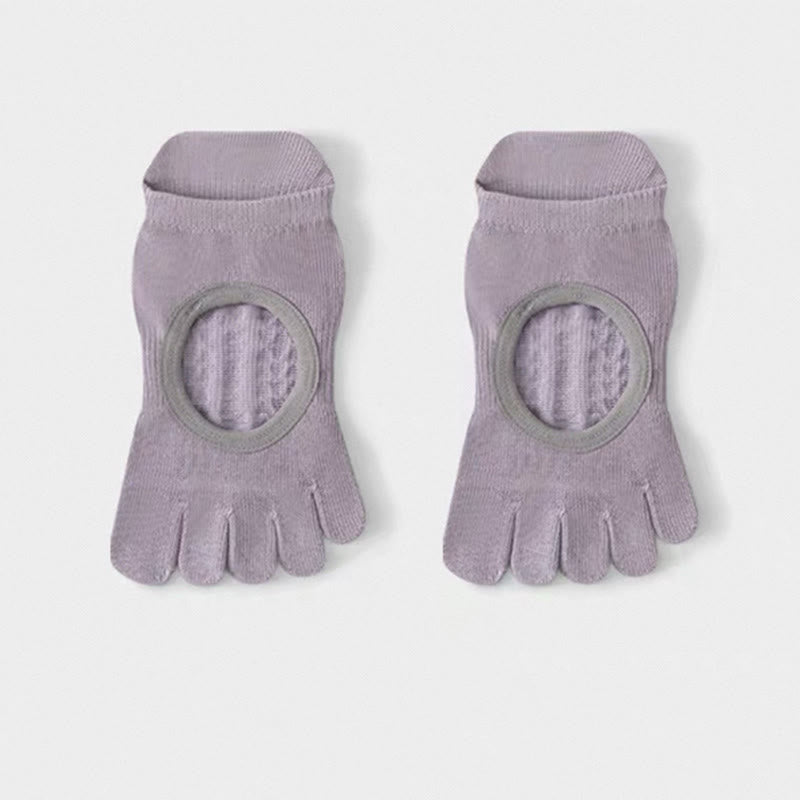 Olivenorma Five Toe Non-Slip Open-Top Yoga Socks - Purple - 6Pairs - image 1