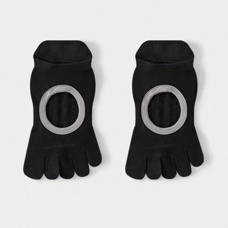Olivenorma Five Toe Non-Slip Open-Top Yoga Socks - Black - 6Pairs - image 14