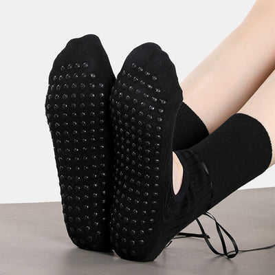 Olivenorma Ribbon Drawstring Non-Slip Backless Fitness Yoga Socks - image 5