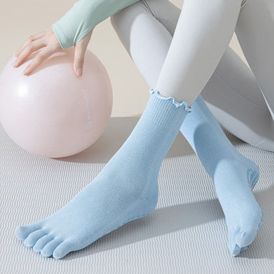 Olivenorma Lace Non-Slip Five-Toe Mid-Calf Yoga Socks - image 12