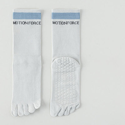 Olivenorma Breathable Five-Toe Non-Slip Silicone Grip Mid-Calf Yoga Socks - White&Grey - 7pairs - image 7