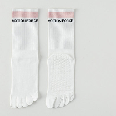 Olivenorma Breathable Five-Toe Non-Slip Silicone Grip Mid-Calf Yoga Socks - White - 7pairs - image 1