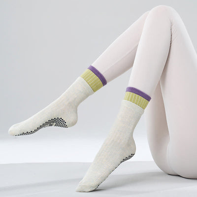 Olivenorma Women's Mid-Calf Non-Slip Pilates Floor Grip Yoga Socks - Cloud Blue - 13pairs - image 5