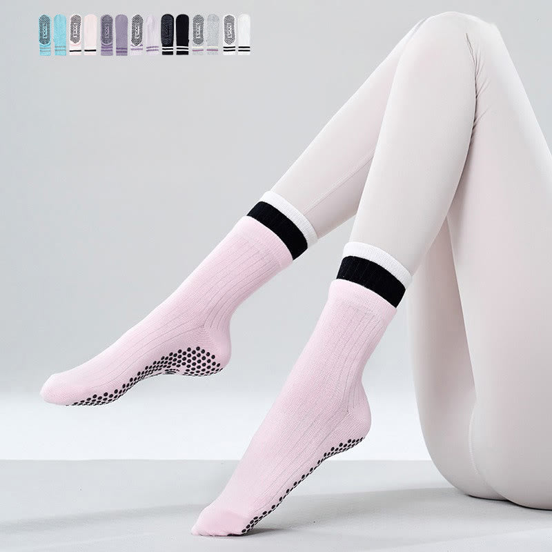 Olivenorma Women's Mid-Calf Non-Slip Pilates Floor Grip Yoga Socks - White - 13pairs - image 7