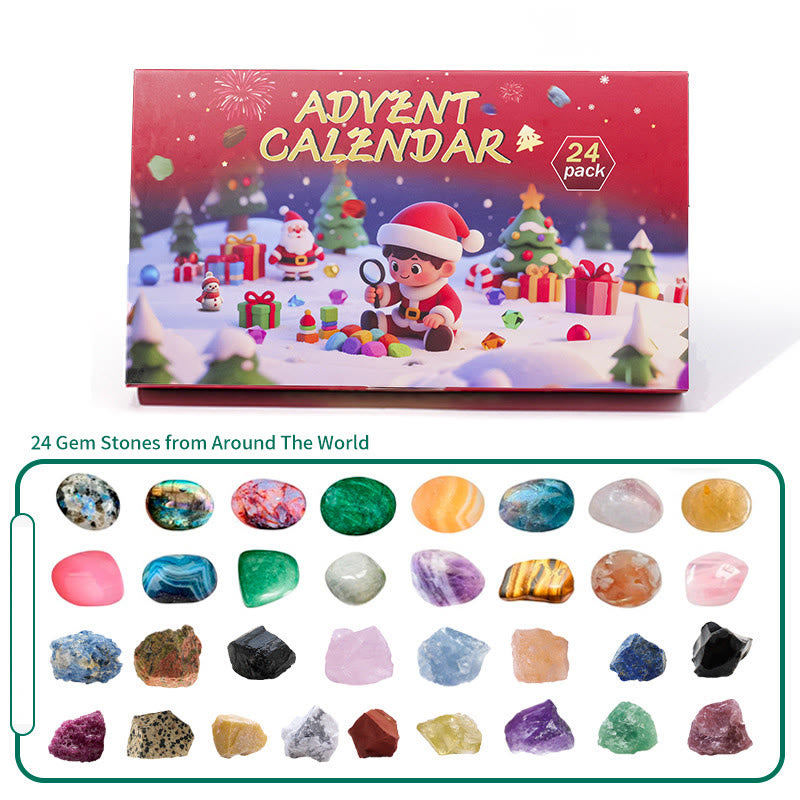 Olivenorma  24 Days of Natural Raw Gemstone Surprises 2025 Crystal Advent Calendar - 4 Pieces Raw Stone&Polished Stone - image 5