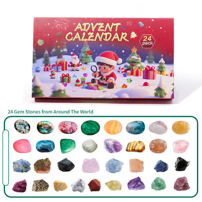 Olivenorma  24 Days of Natural Raw Gemstone Surprises 2025 Crystal Advent Calendar - 4 Pieces Raw Stone&Polished Stone - image 5