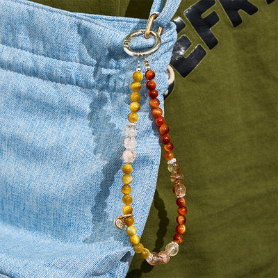 Olivenorma Tiger Eye & Gold Rutilated Quartz Keychain Crystal Phone Strap - image 5