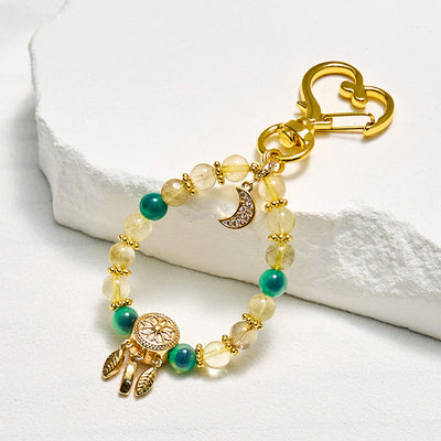 Olivenorma Candy Agate & Gold Rutilated Quartz Keychain Crystal Phone Strap - Candy Agate & Gold Rutilated Quartz - image 0