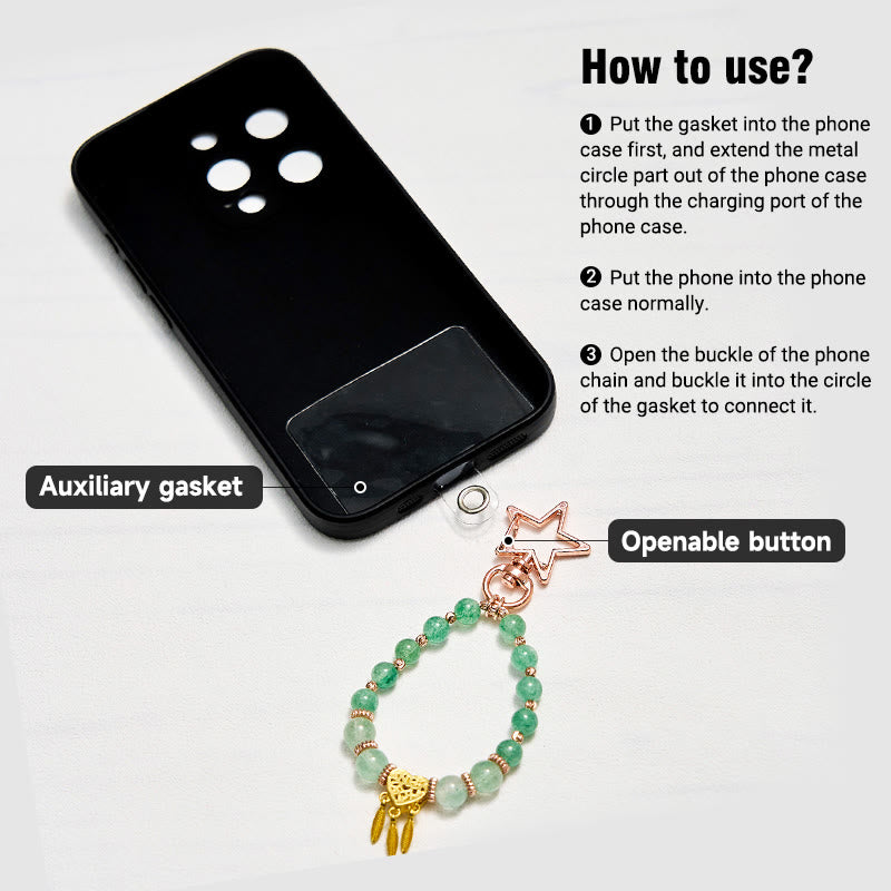 Olivenorma Green Rutilated Quartz Keychain Crystal Phone Strap - image 4