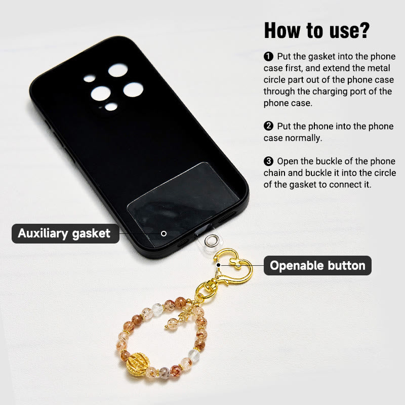 Olivenorma Gold Rutilated Quartz Keychain Crystal Phone Strap - image 3
