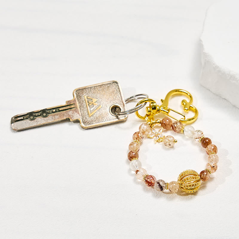 Olivenorma Gold Rutilated Quartz Keychain Crystal Phone Strap - image 1