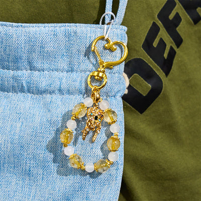 Olivenorma Clear Crystal & Gold Rutilated Quartz Keychain Crystal Phone Strap - image 5